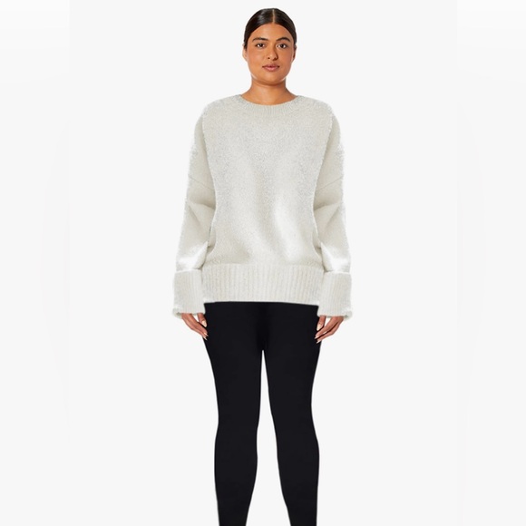 ANRABESS Oversized Crewneck White Chunky Soft Knit Pullover Sweater - Picture 2 of 5